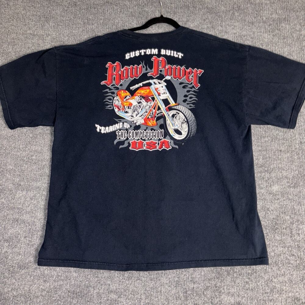 Renegade Classics Men’s 2XL Black Biker Tee Raw‎ Power USA Flame Motorcycle